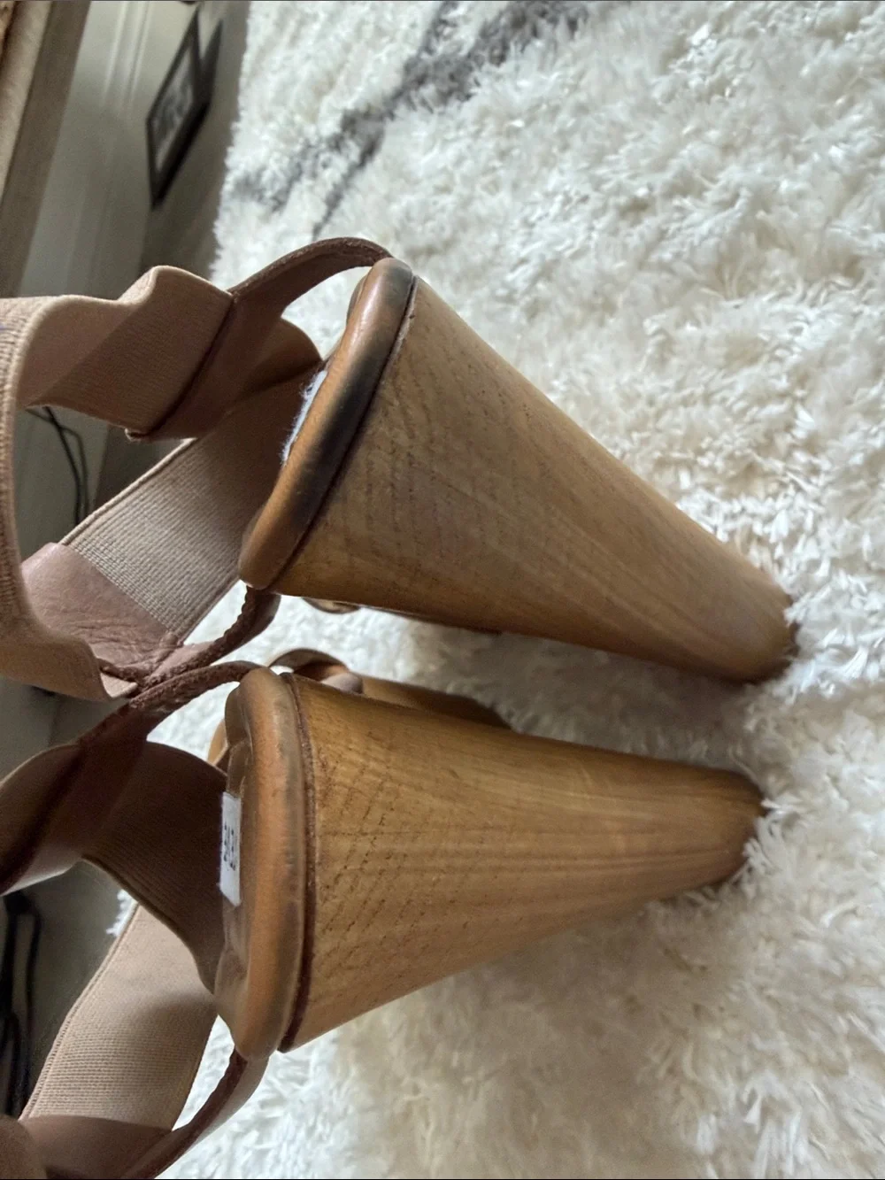 Steve Madden Beige/Tan Platform Wedge Sandals. Pre owned. Signs of wear.